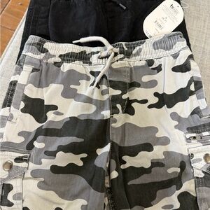 Wonder Nation Black and Gray Camouflage Cargo Shorts